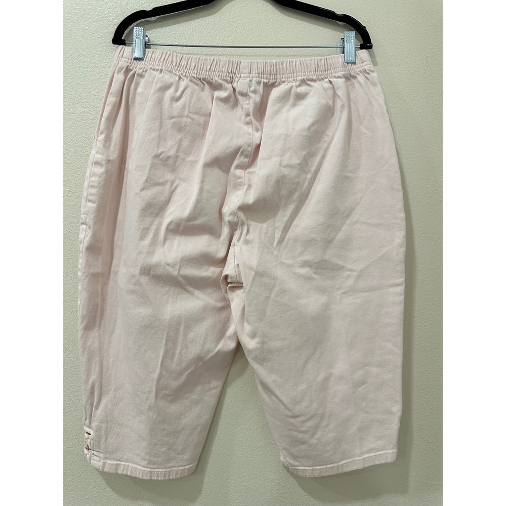 Croft & Barrow Pink Pull On Capri Pants XL Bow Detail Cropped Trousers Womens - Picture 5 of 5